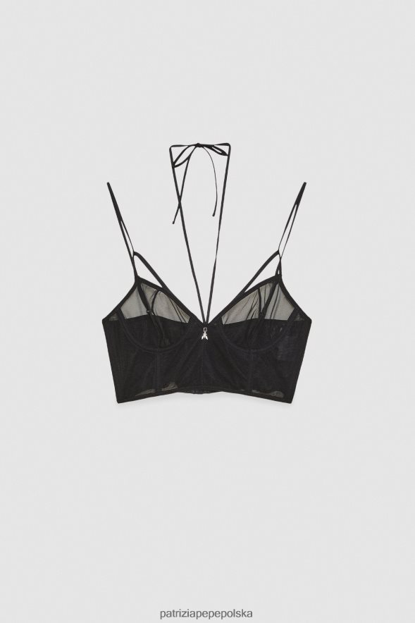strój Patrizia Pepe Nero kobiety tiulowy bralette 866488288