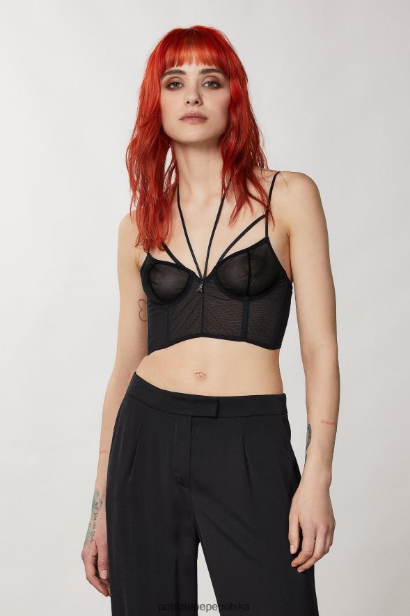 strój Patrizia Pepe Nero kobiety tiulowy bralette 866488288