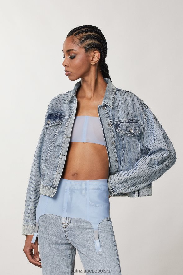 strój Patrizia Pepe niebiański pył kobiety zapinany na cienki biustonosz 866488554