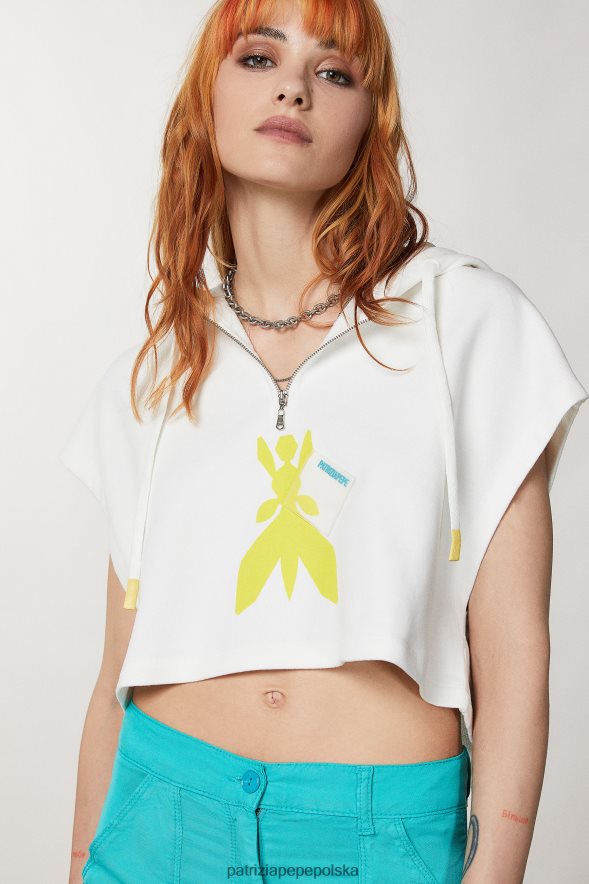 strój Patrizia Pepe pościel biała kobiety Krótka bluza bez rękawów 866488207