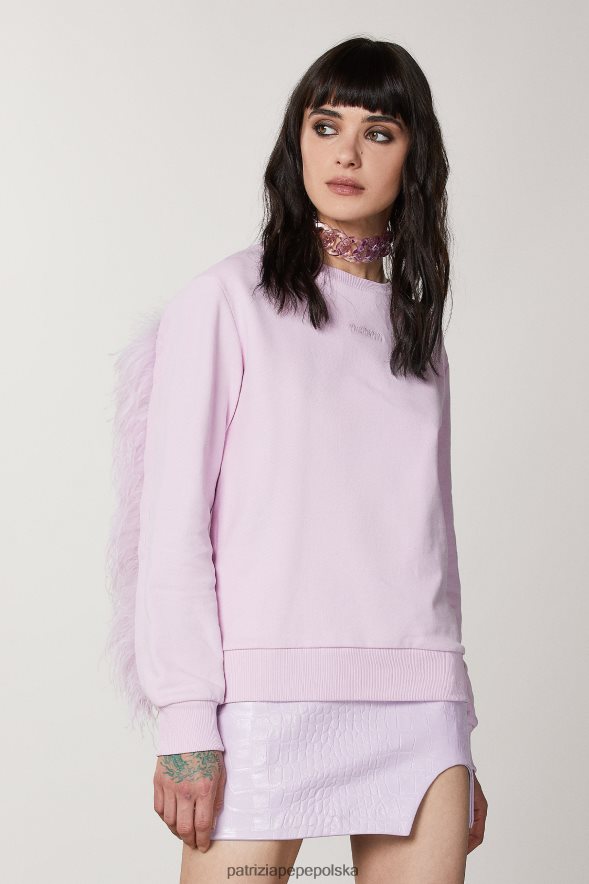 strój Patrizia Pepe świeży liliowy kobiety bluza z detalami z piór 866488475