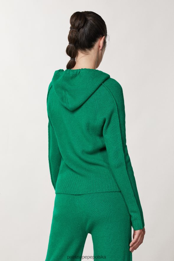 strój Patrizia Pepe żywa zieleń kobiety sweter z kapturem 866488702