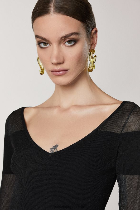 strój Patrizia Pepe Nero kobiety cienki sweterek w prążki 866488619