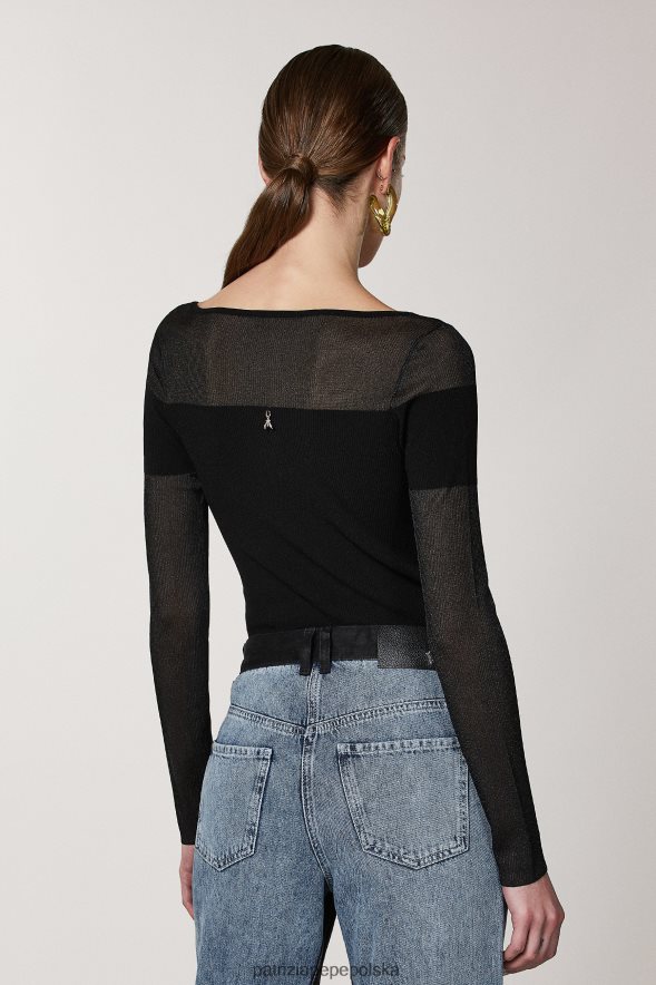 strój Patrizia Pepe Nero kobiety cienki sweterek w prążki 866488619