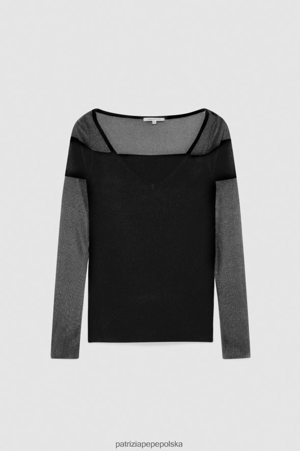 strój Patrizia Pepe Nero kobiety cienki sweterek w prążki 866488619