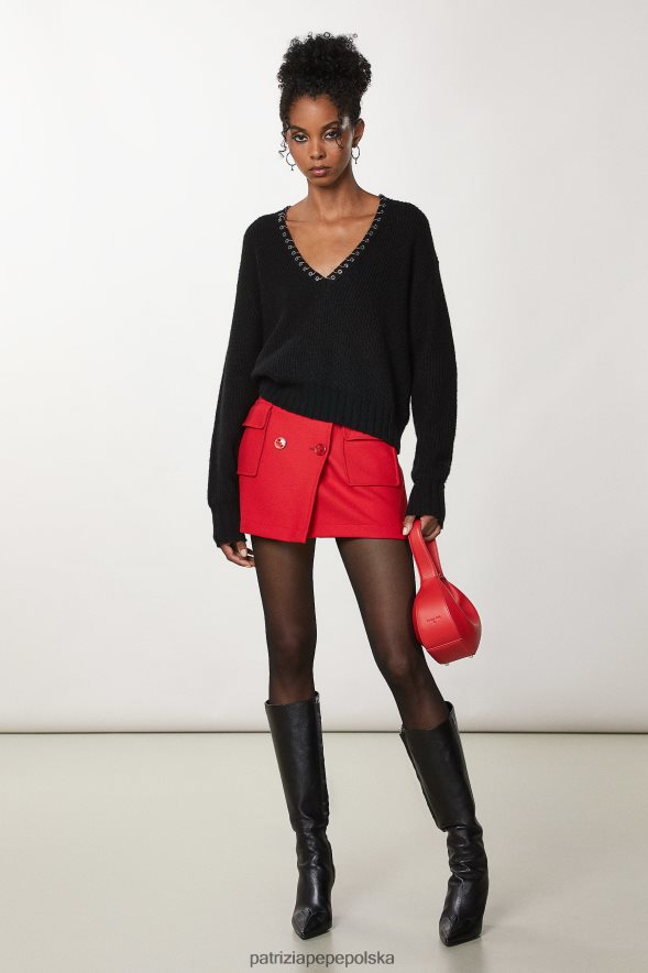strój Patrizia Pepe Nero kobiety sweter w serek 866488659