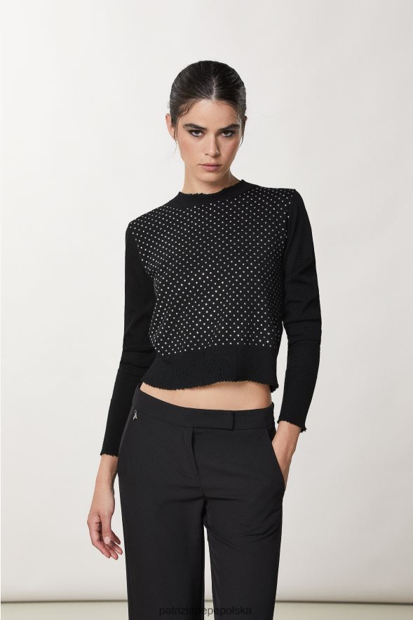 strój Patrizia Pepe Nero kobiety sweterek z ćwiekami 866488653