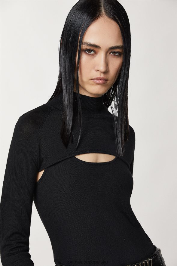 strój Patrizia Pepe Nero kobiety wełniane wzruszenie ramion 866488171