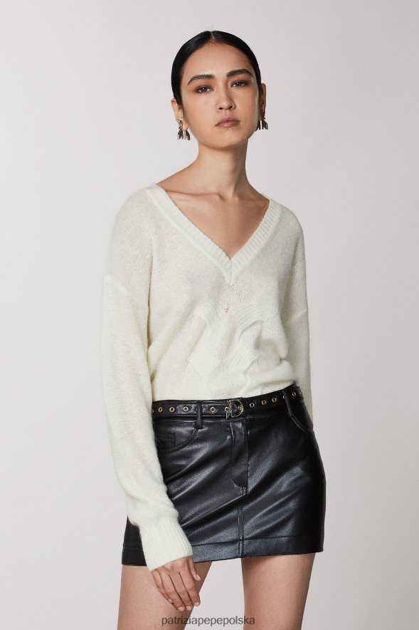 strój Patrizia Pepe biel kokosowa kobiety sweter z długim rękawem 866488574