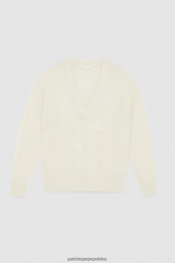 strój Patrizia Pepe biel kokosowa kobiety sweter z długim rękawem 866488574