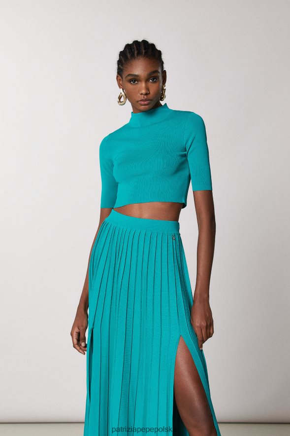 strój Patrizia Pepe iluzoryczna zieleń kobiety skrócony sweter 866488405