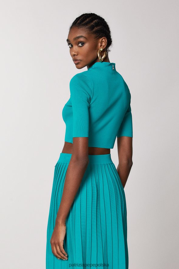 strój Patrizia Pepe iluzoryczna zieleń kobiety skrócony sweter 866488405