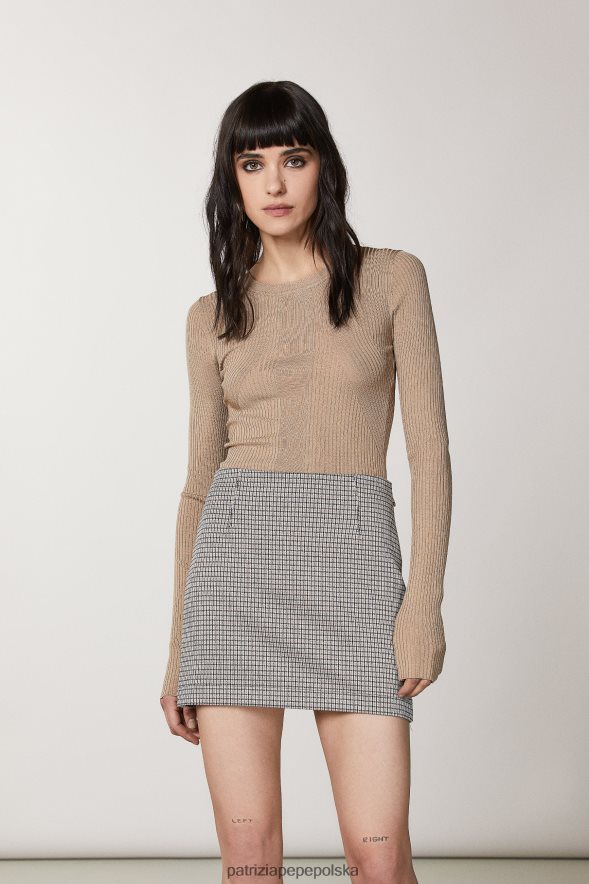 strój Patrizia Pepe marzycielski beż kobiety sweterek w prążki 866488561