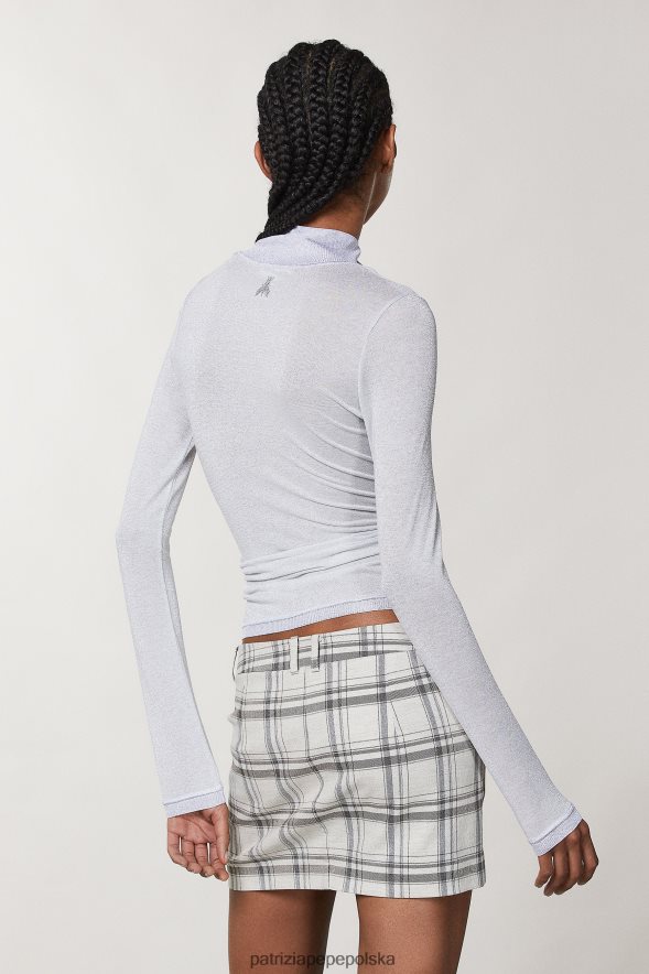 strój Patrizia Pepe mineralny szary lureks kobiety Lureksowy sweter o dopasowanym kroju 866488121