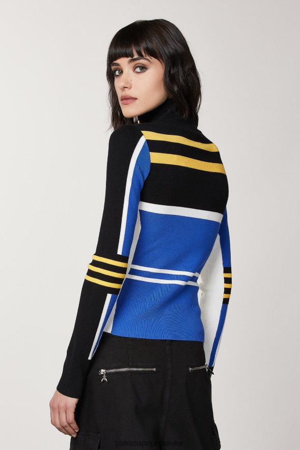 strój Patrizia Pepe motocyklista królewski błękit kobiety Dzianinowy golf o dopasowanym kroju 866488446