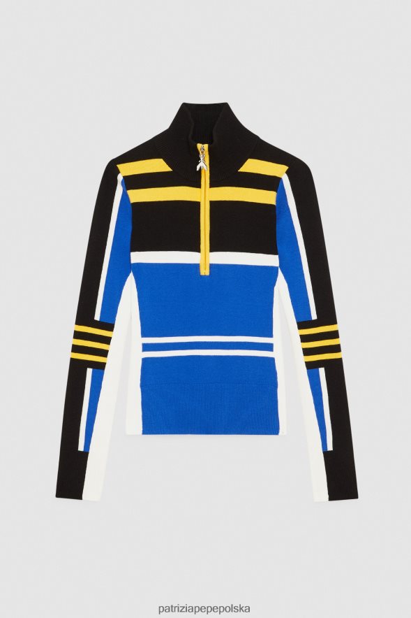 strój Patrizia Pepe motocyklista królewski błękit kobiety Dzianinowy golf o dopasowanym kroju 866488446