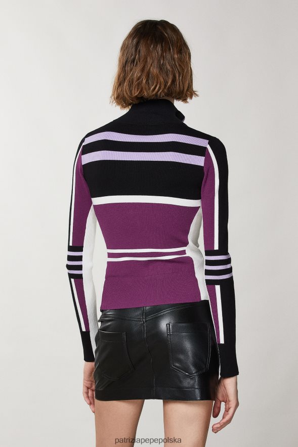 strój Patrizia Pepe rowerzysta fioletowy kobiety Dzianinowy golf o dopasowanym kroju 866488451