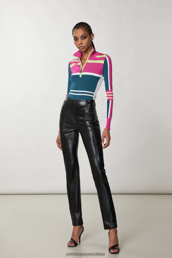 strój Patrizia Pepe rowerzysta zielony kobiety Dzianinowy golf o dopasowanym kroju 866488448