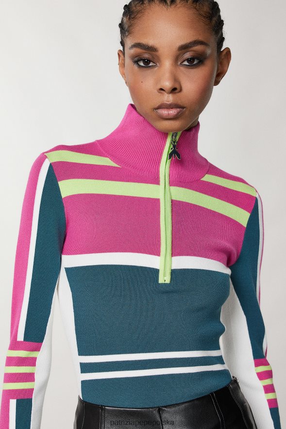 strój Patrizia Pepe rowerzysta zielony kobiety Dzianinowy golf o dopasowanym kroju 866488448