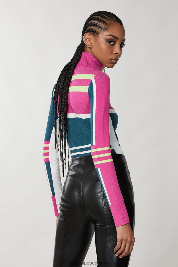 strój Patrizia Pepe rowerzysta zielony kobiety Dzianinowy golf o dopasowanym kroju 866488448