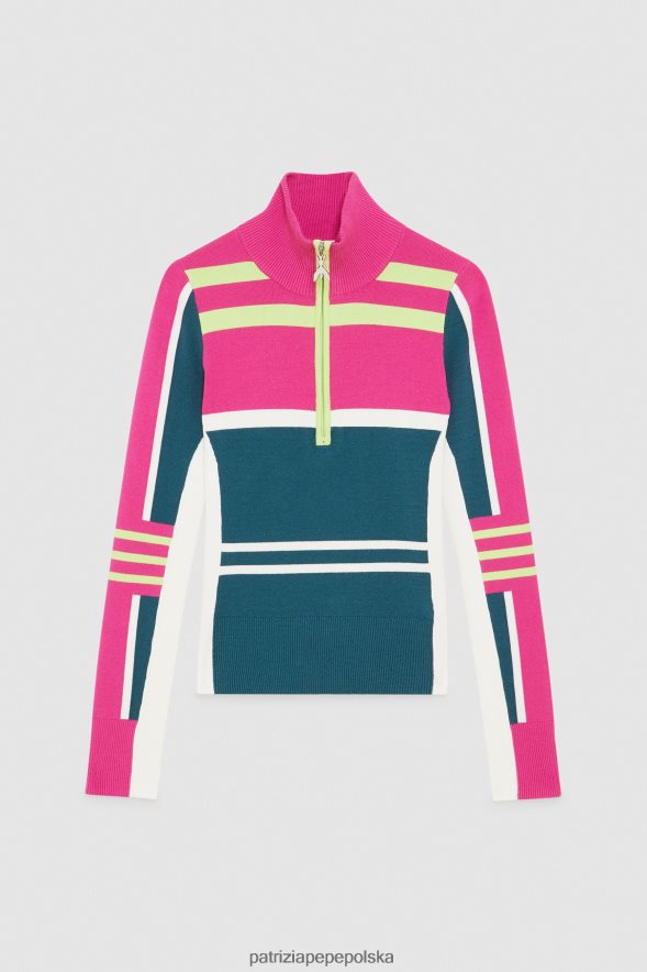 strój Patrizia Pepe rowerzysta zielony kobiety Dzianinowy golf o dopasowanym kroju 866488448