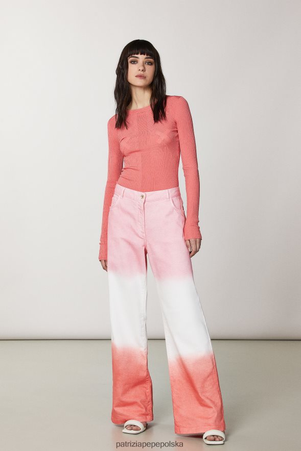strój Patrizia Pepe soczysta brzoskwinia kobiety sweterek w prążki 866488504
