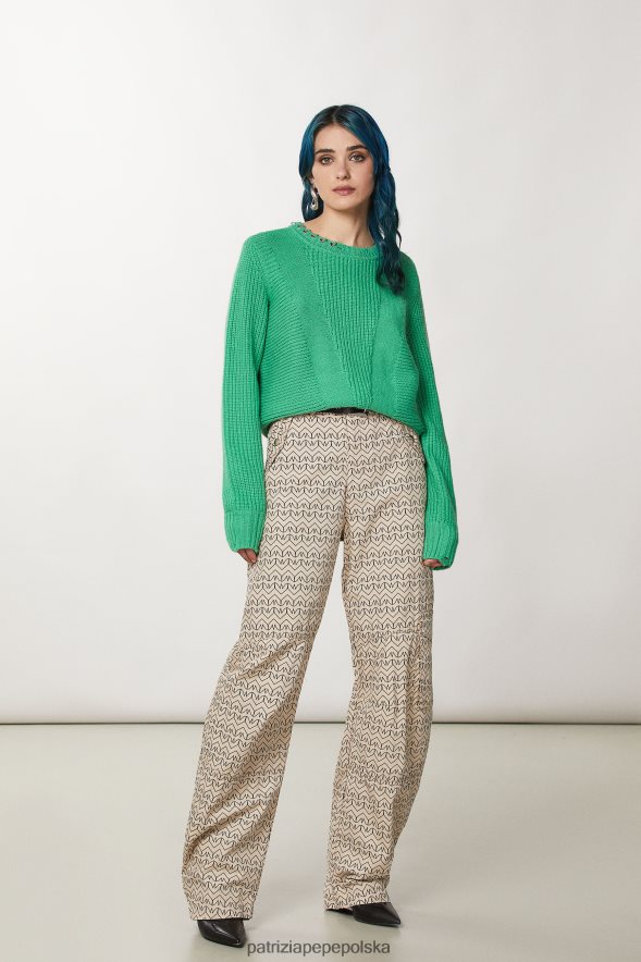 strój Patrizia Pepe żywa zieleń kobiety sweter z piercingiem 866488628