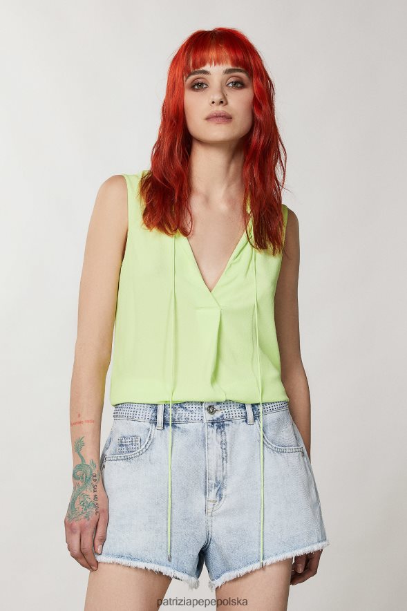 strój Patrizia Pepe letnia limonka kobiety bluzka na ramiączkach 866488333