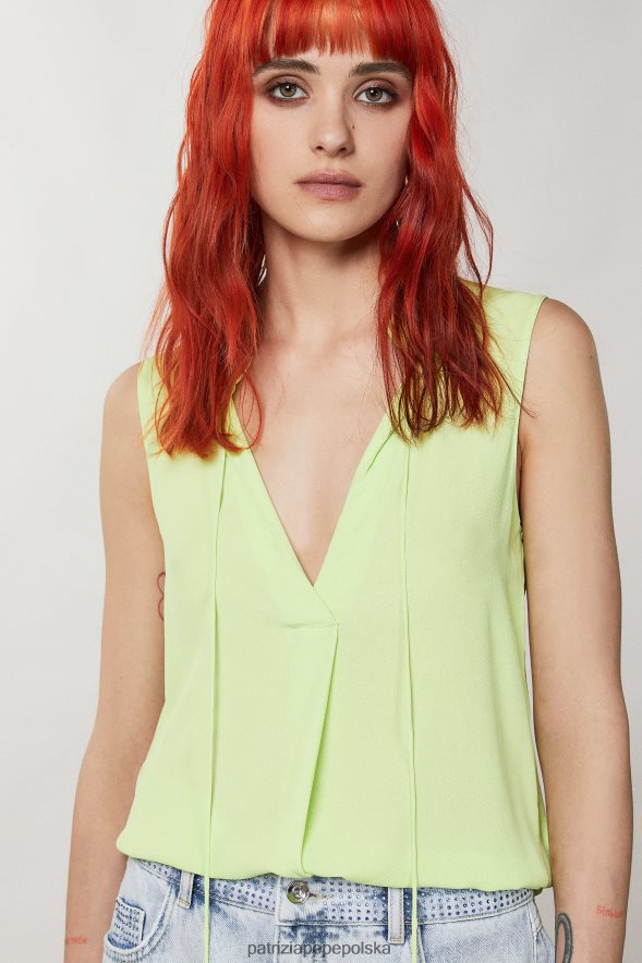 strój Patrizia Pepe letnia limonka kobiety bluzka na ramiączkach 866488333
