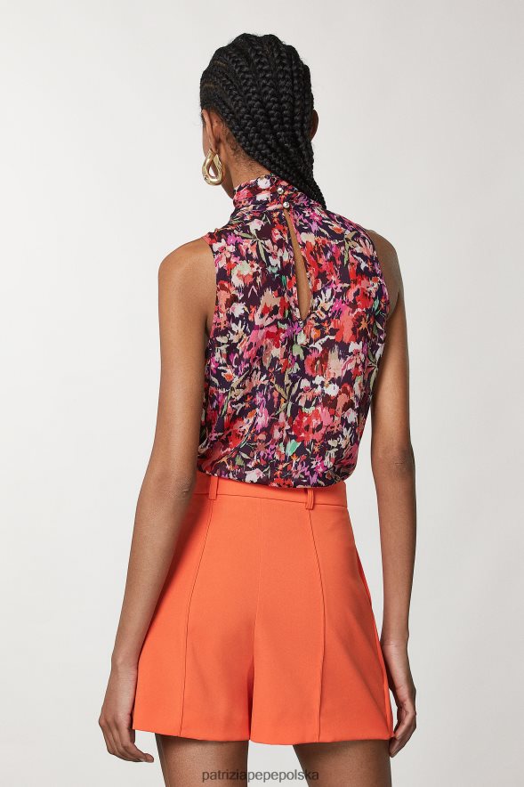 strój Patrizia Pepe marsjański czerwony kwiat kobiety wzorzysty top z wiskozy 86648858