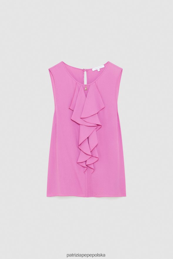 strój Patrizia Pepe orchidea fioletowa kobiety marszczony top 866488531