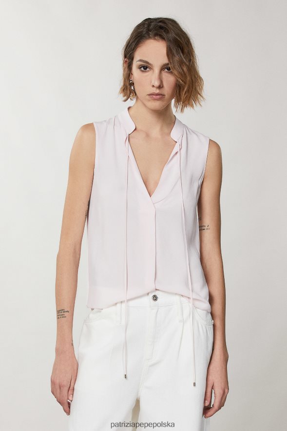 strój Patrizia Pepe różowawy nagi kobiety bluzka na ramiączkach 866488368