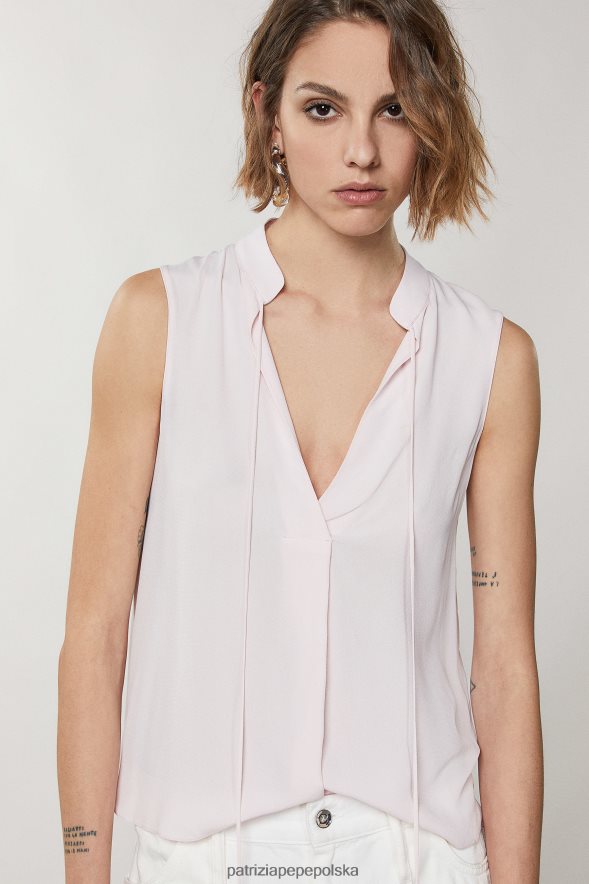 strój Patrizia Pepe różowawy nagi kobiety bluzka na ramiączkach 866488368