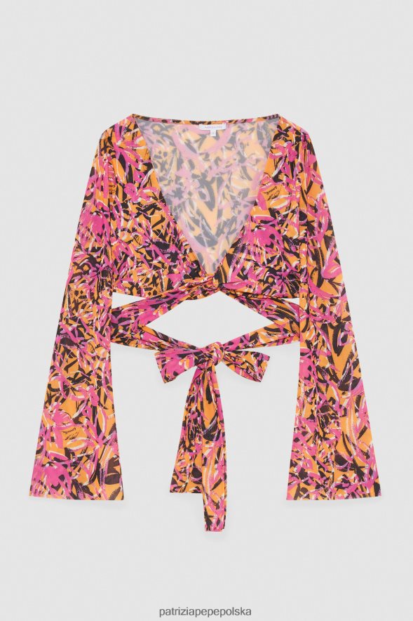 strój Patrizia Pepe streszczenie soczysta pomarańcza kobiety drukowany top plażowy 866488241