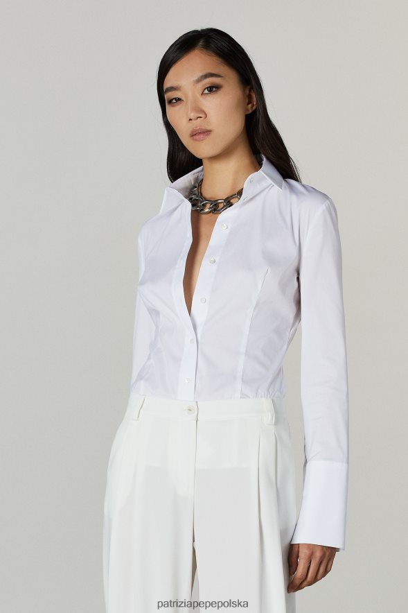strój Patrizia Pepe Bianco Ottico kobiety koszula z długim rękawem 866488596