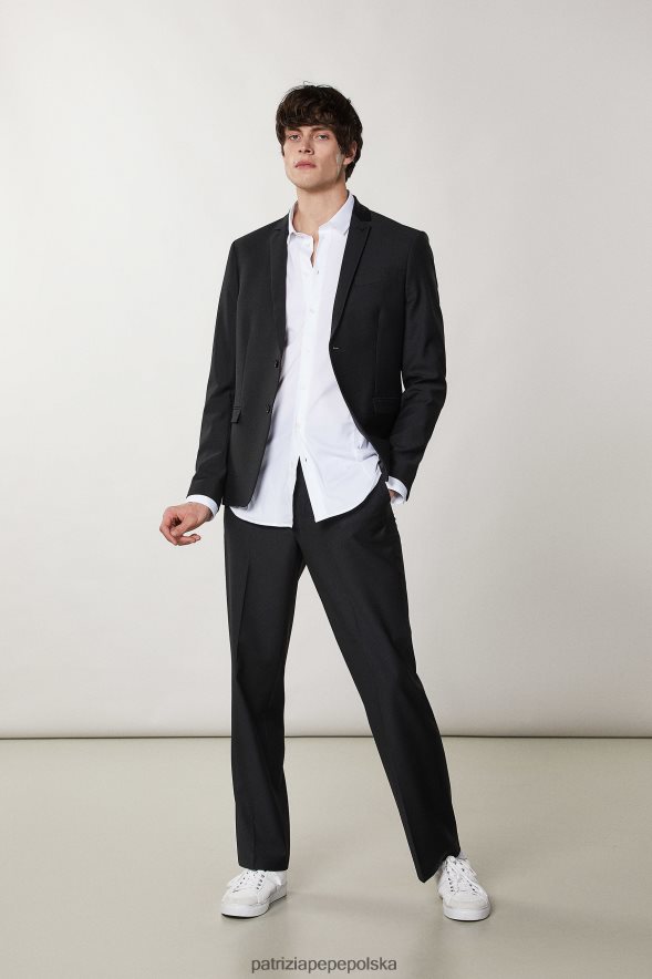 strój Patrizia Pepe Bianco Ottico mężczyźni dopasowana koszula z długim rękawem 8664881044