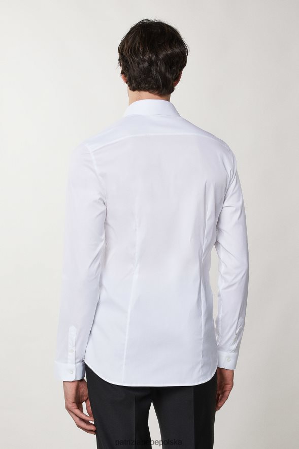 strój Patrizia Pepe Bianco Ottico mężczyźni dopasowana koszula z długim rękawem 8664881044