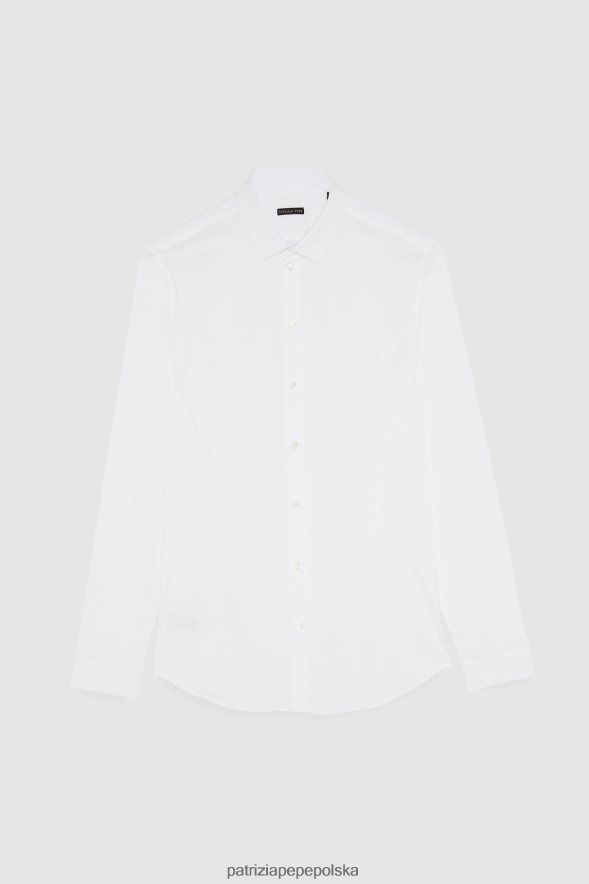 strój Patrizia Pepe Bianco Ottico mężczyźni dopasowana koszula z długim rękawem 8664881044