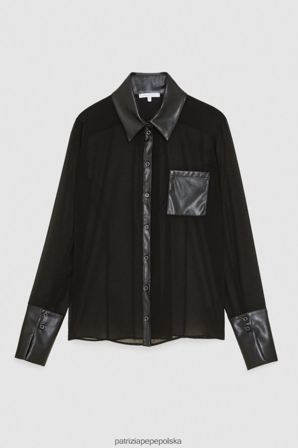 strój Patrizia Pepe Nero kobiety Koszula z krepy o regularnym kroju 866488164