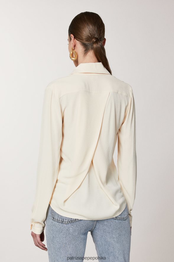 strój Patrizia Pepe blady beż kobiety wiskozowa koszula 866488422