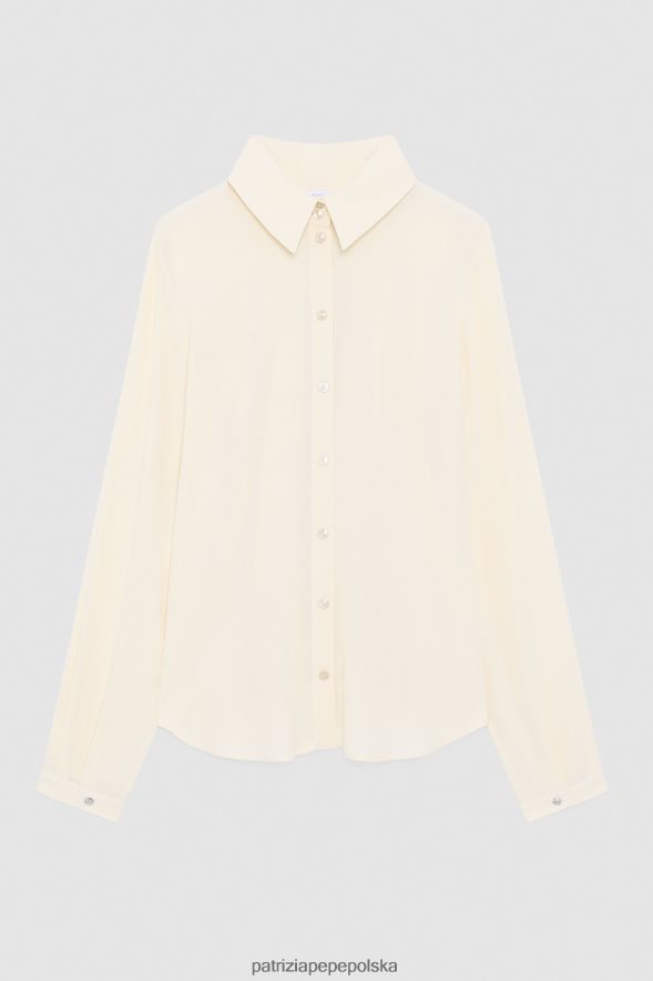 strój Patrizia Pepe blady beż kobiety wiskozowa koszula 866488422