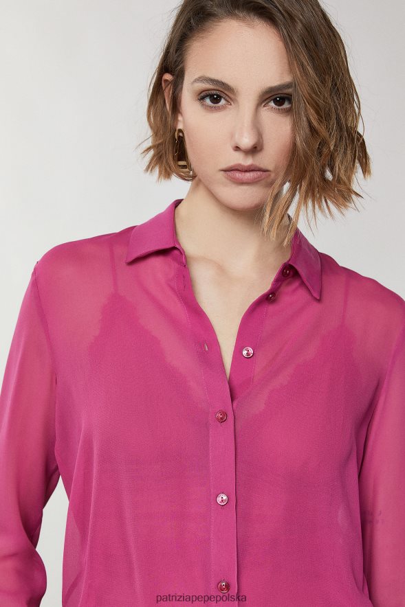 strój Patrizia Pepe ceremonia fuksja kobiety jedwabna koszula 866488615