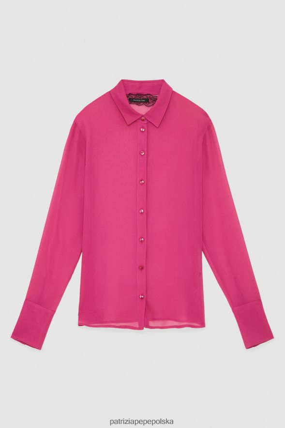 strój Patrizia Pepe ceremonia fuksja kobiety jedwabna koszula 866488615