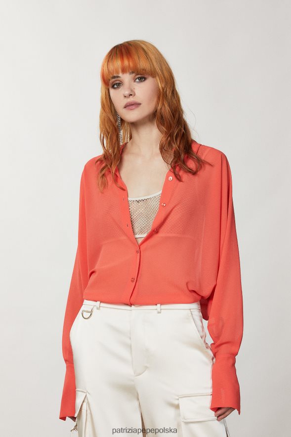 strój Patrizia Pepe kosmopolityczna róża kobiety Koszula oversize z długim mankietem 866488278