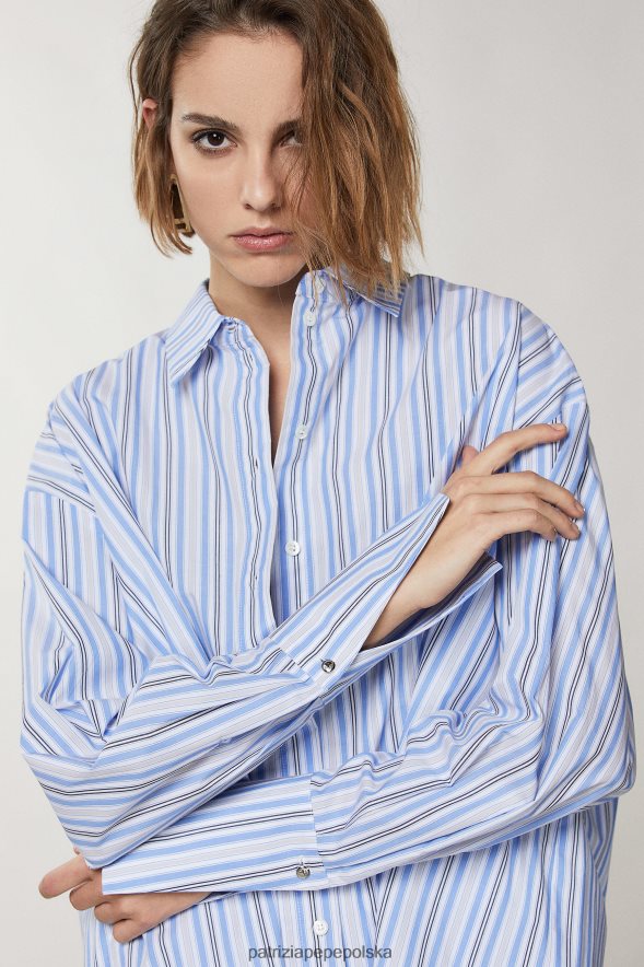 strój Patrizia Pepe letnie paski kobiety oversize’owa koszula z długim rękawem 866488187