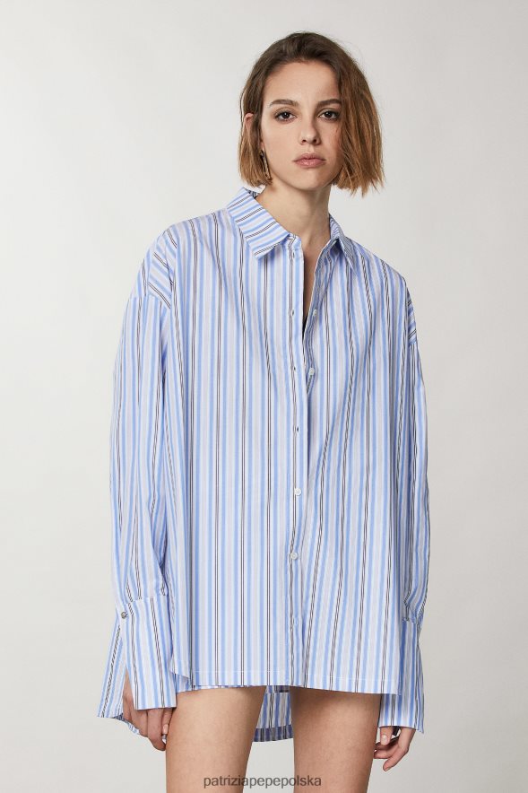 strój Patrizia Pepe letnie paski kobiety oversize’owa koszula z długim rękawem 866488187