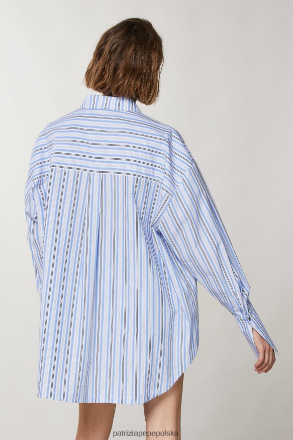 strój Patrizia Pepe letnie paski kobiety oversize’owa koszula z długim rękawem 866488187