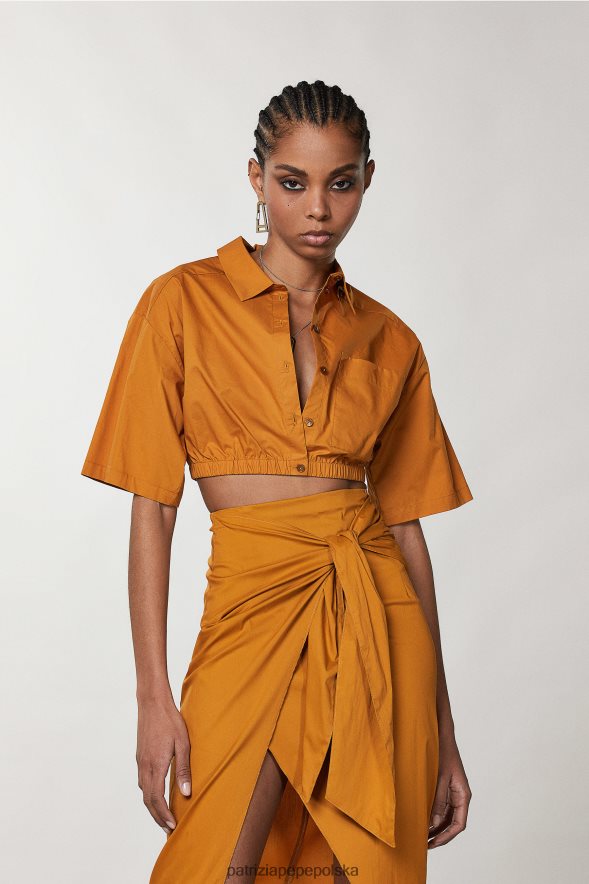 strój Patrizia Pepe letnie toffi kobiety przycięta koszula 866488220