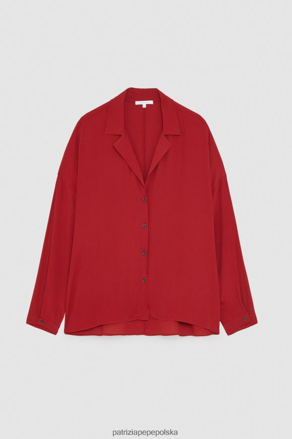 strój Patrizia Pepe marsjańska czerwień kobiety wąska bluzka z wiskozy 86648886