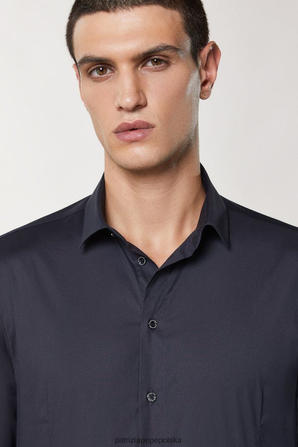 strój Patrizia Pepe marynarka królewska mężczyźni Koszula popelinowa o dopasowanym kroju 8664881049